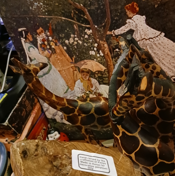 🪵Family Of Giraffe(4)Wood Sculpture  African Art Hand Carved Made In Kenya🇰🇪 - Picture 3 of 16